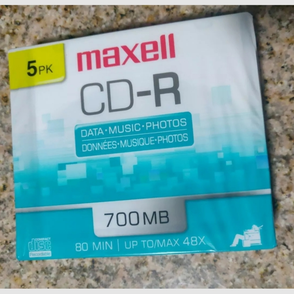 5 Pack - Maxell MaxData CD-R 80 Min 700 mb Slim line Jewel Cases